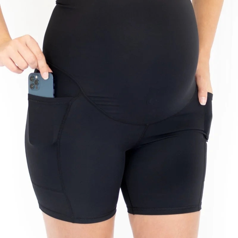 Emamaco Maternity Black Bike Shorts with Pockets